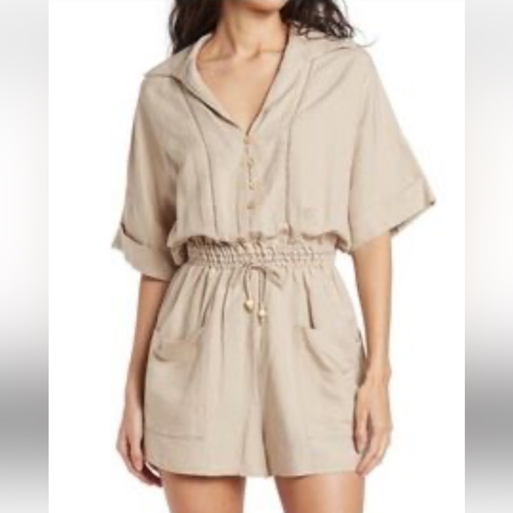 Zara Beige Short Sleeve Romper